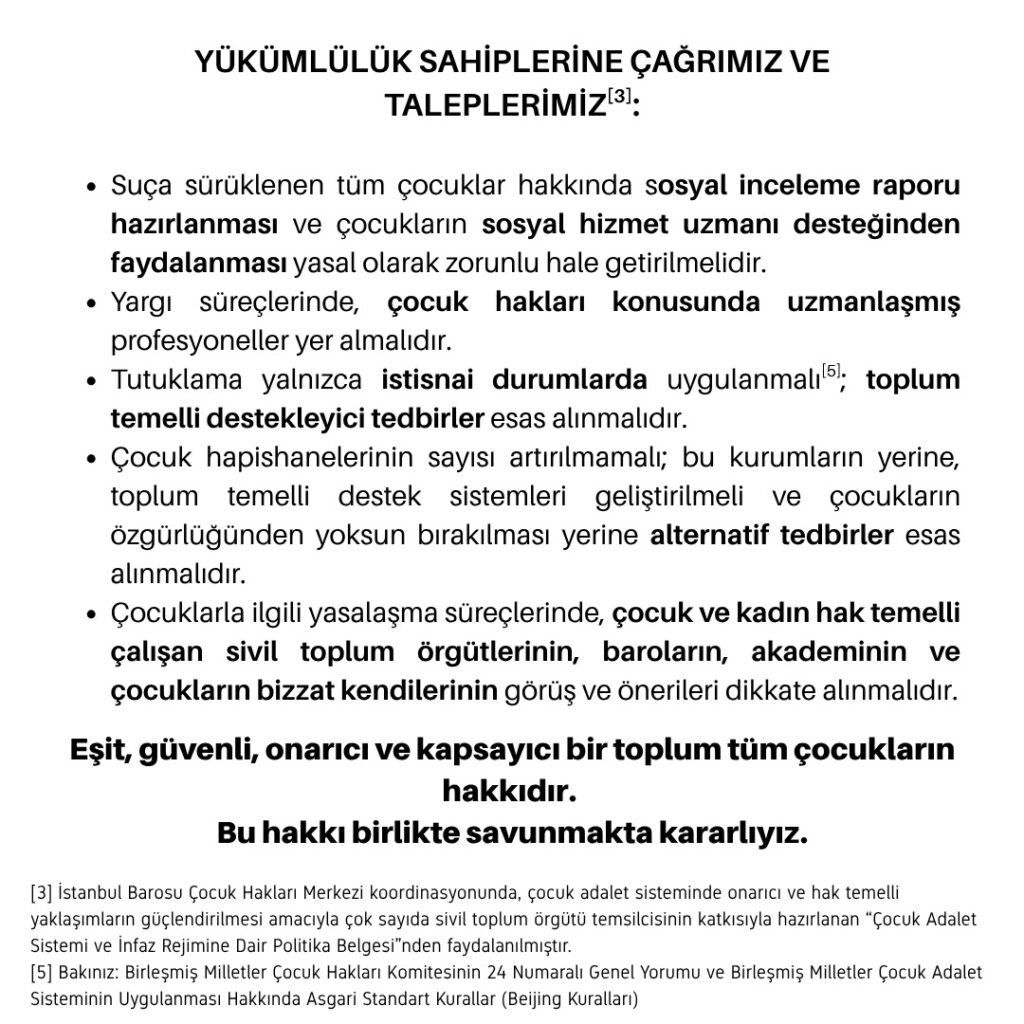 Çocuklar İçin Adalet basın açıklaması, sayfa 3